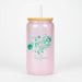 TRIM QUEEN | GOOD VIBES GLASS TUMBLER WITH LID AND STRAW Gadget Trim Queen GREEN LABEL/PINK