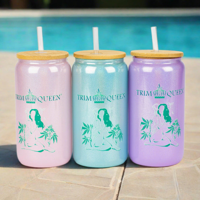 TRIM QUEEN | LADY 420 GLASS TUMBLER Balloon · Party · Game Trim Queen