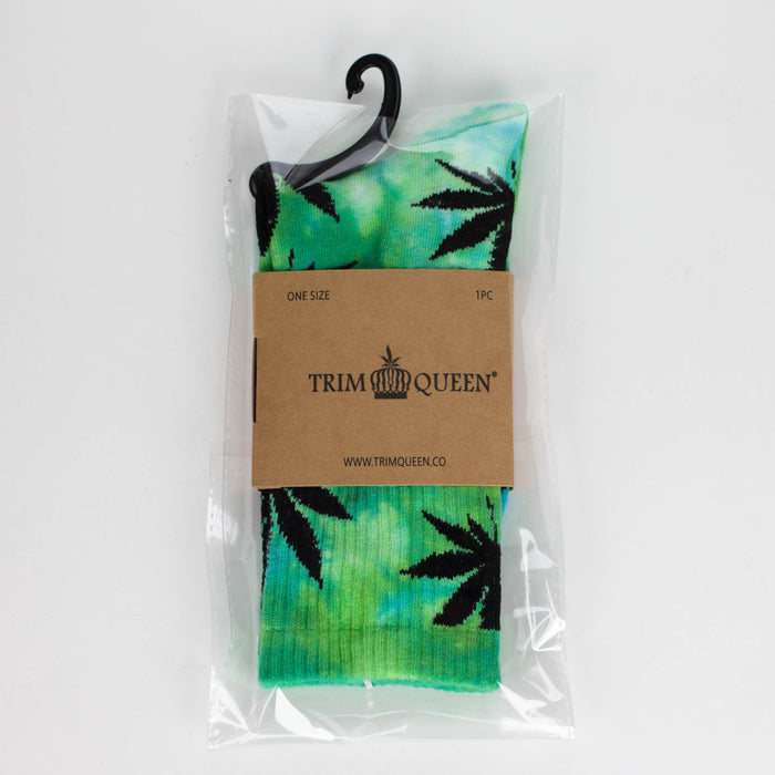 TRIM QUEEN | MJ SOCKS Footwear Trim Queen BLACK ON GREEN BLUE TYE DYE
