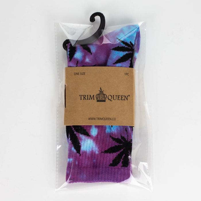TRIM QUEEN | MJ SOCKS Footwear Trim Queen BLACK ON PURPLE BLUE TYE DYE