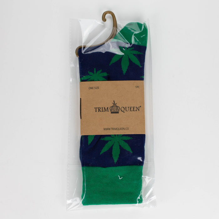 TRIM QUEEN | MJ SOCKS Footwear Trim Queen GREEN ON NAVY LARGE
