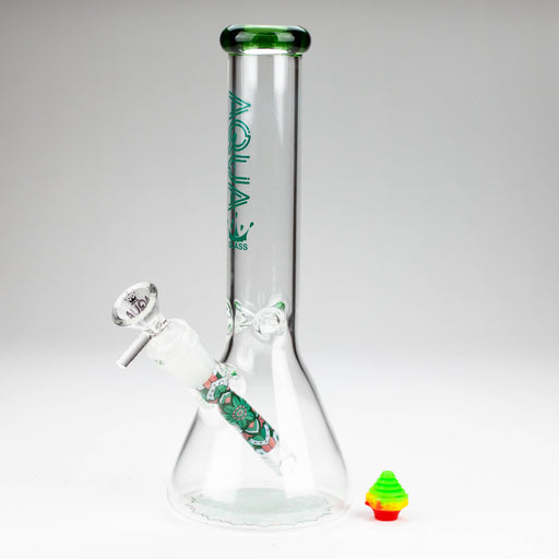 AQUA | 10" Beaker glass water bong with silicone cap [AQUA200] Glass Bong Canadian Distributor Green
