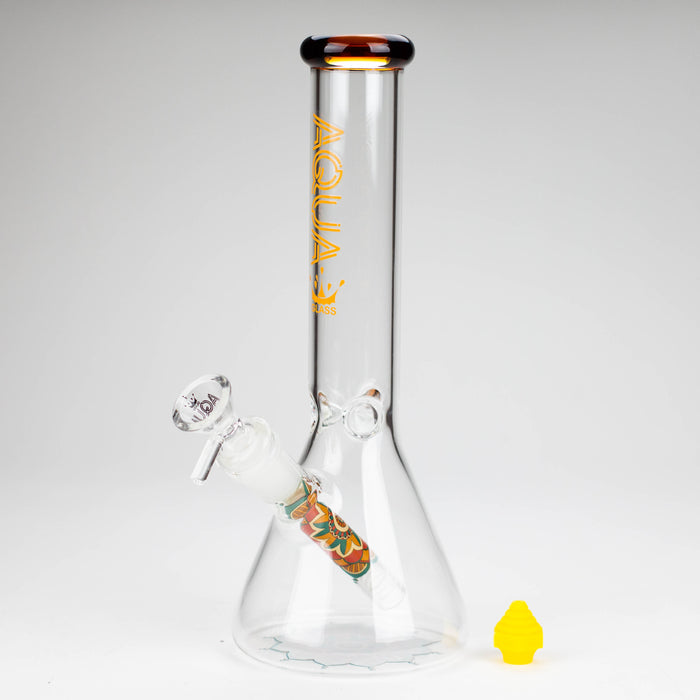 AQUA | 10" Beaker glass water bong with silicone cap [AQUA200] Glass Bong Canadian Distributor Amber