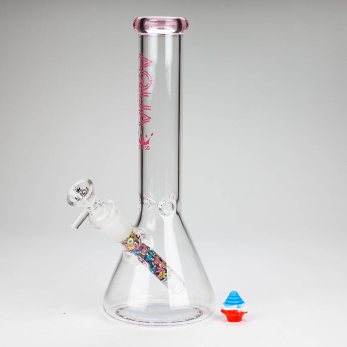 AQUA | 10" Beaker glass water bong with silicone cap [AQUA200] Glass Bong Canadian Distributor Pink