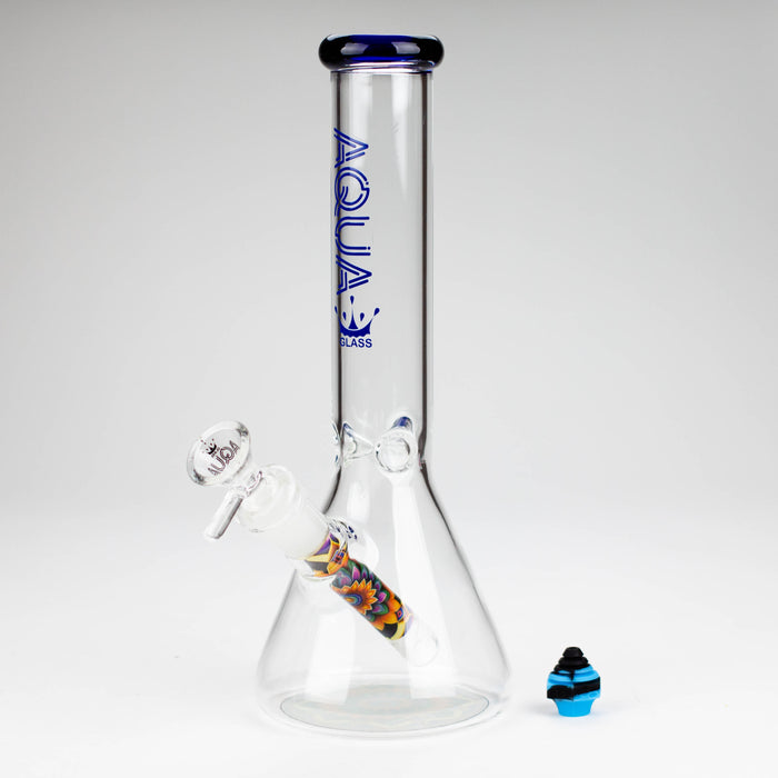 AQUA | 10" Beaker glass water bong with silicone cap [AQUA200] Glass Bong Canadian Distributor Blue