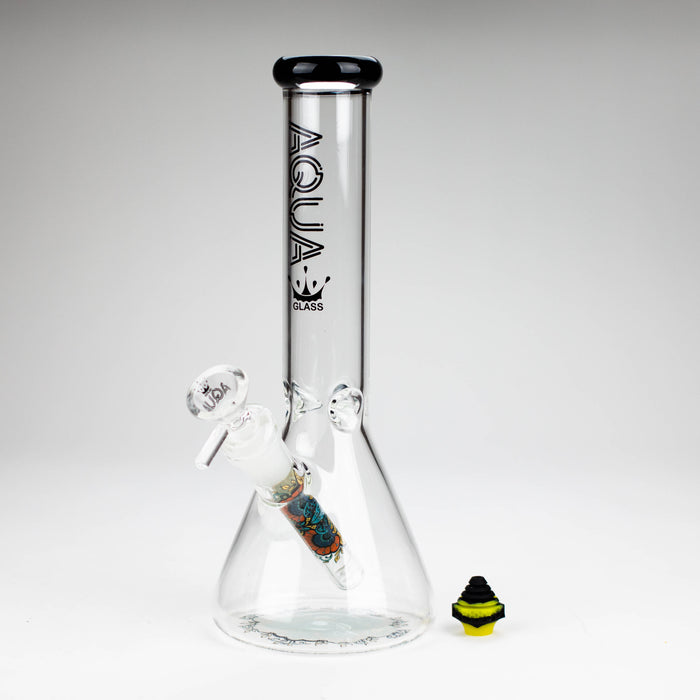 AQUA | 10" Beaker glass water bong with silicone cap [AQUA200] Glass Bong Canadian Distributor Black