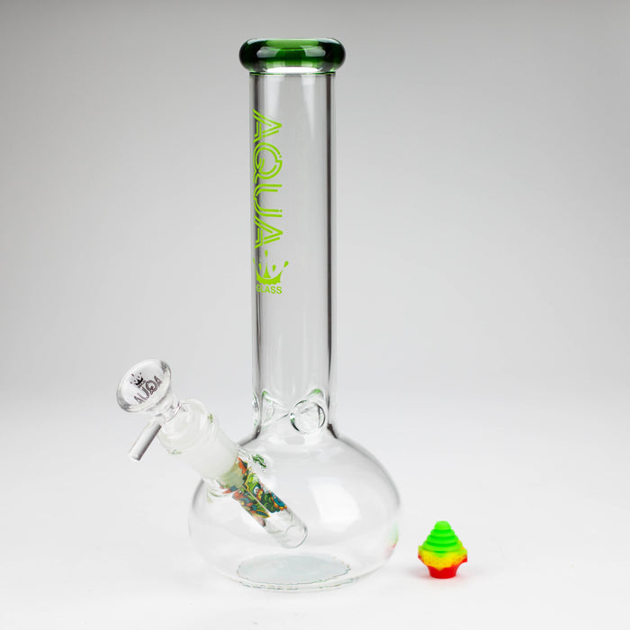 AQUA | 10" Round glass water bong with silicone cap [AQUA201]