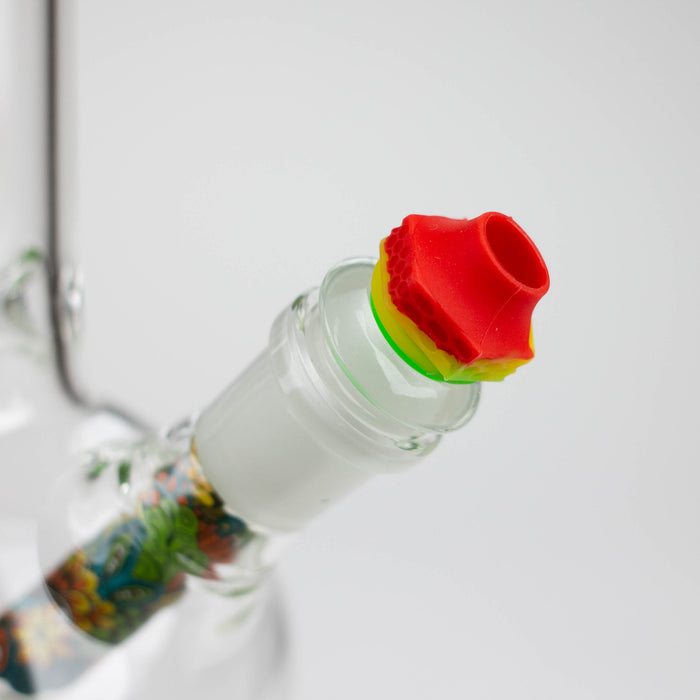 AQUA | 10" Round glass water bong with silicone cap [AQUA201] Glass Bong Canadian Distributor