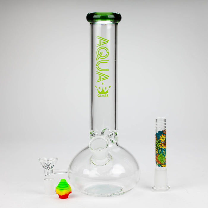AQUA | 10" Round glass water bong with silicone cap [AQUA201]