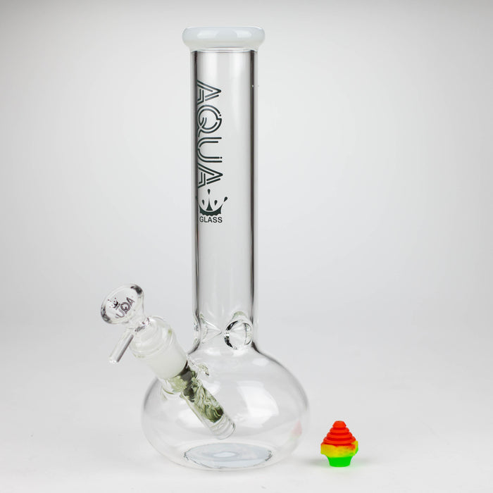 AQUA | 10" Round glass water bong with silicone cap [AQUA201] Glass Bong Canadian Distributor White