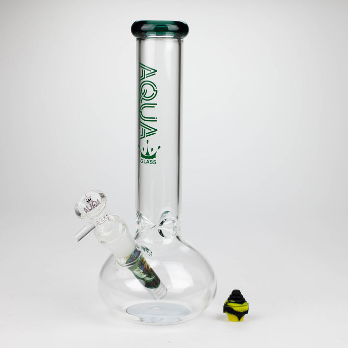 AQUA | 10" Round glass water bong with silicone cap [AQUA201]