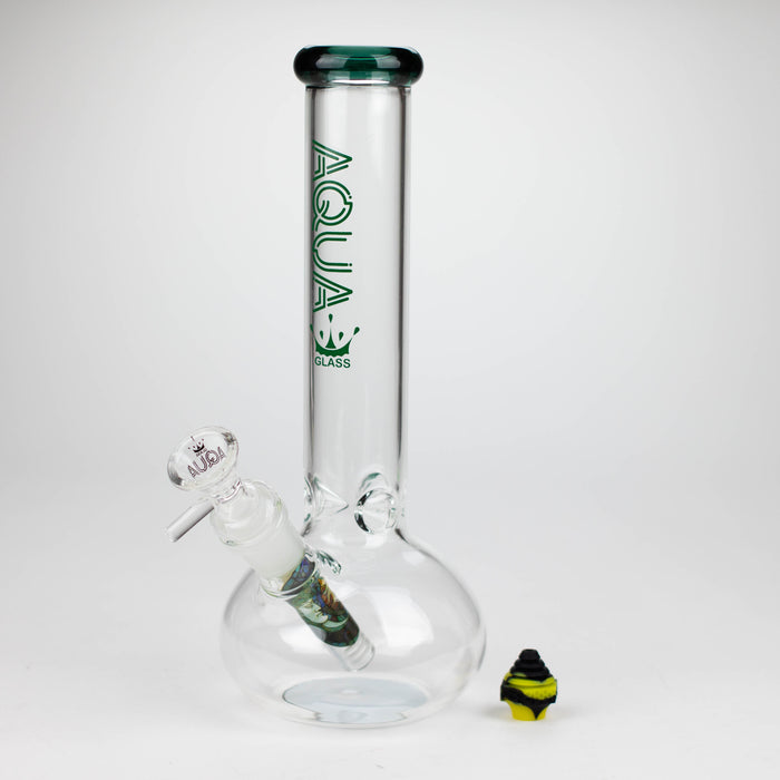 AQUA | 10" Round glass water bong with silicone cap [AQUA201] Glass Bong Canadian Distributor Teal (Black Green)