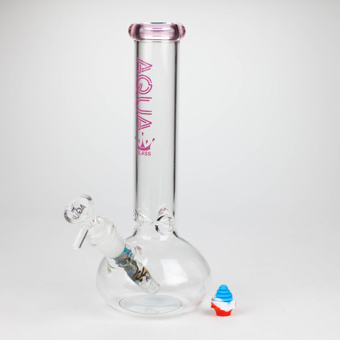 AQUA | 10" Round glass water bong with silicone cap [AQUA201] Glass Bong Canadian Distributor Pink