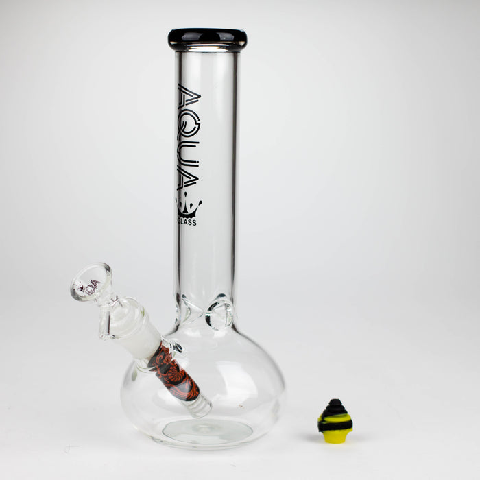 AQUA | 10" Round glass water bong with silicone cap [AQUA201] Glass Bong Canadian Distributor Black