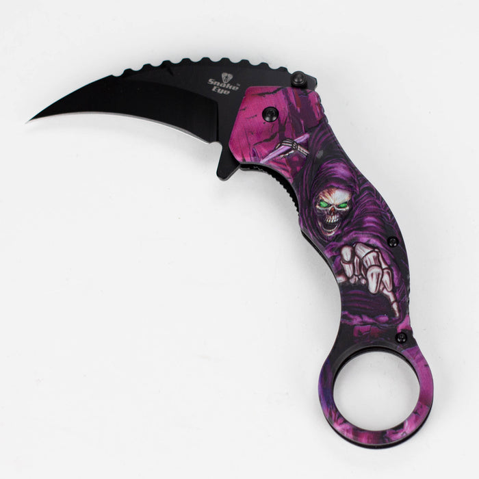 Snake Eye | Skull Design folding Karambit 3" Blade [SE-090P] Folding Knife BB Canada Purple