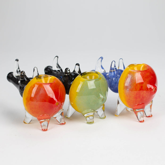 4" Rhino shape Rasta insideout pipe [PIP974] Glass Hand Pipe NIBO Distribution
