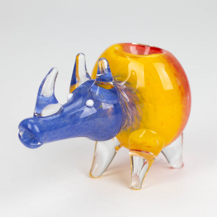 4" Rhino shape Rasta insideout pipe [PIP974] Glass Hand Pipe NIBO Distribution