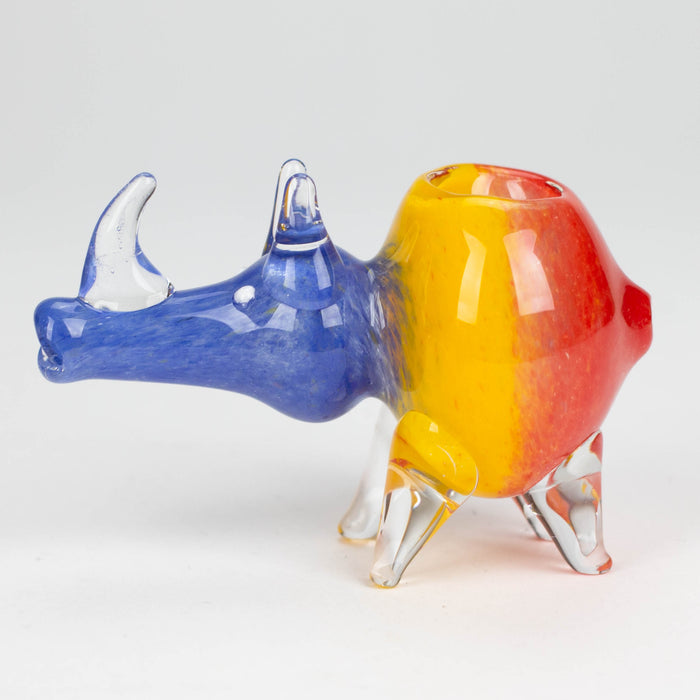 4" Rhino shape Rasta insideout pipe [PIP974] Glass Hand Pipe NIBO Distribution
