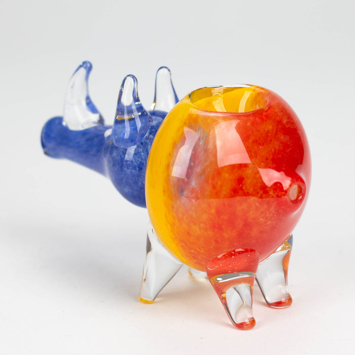 4" Rhino shape Rasta insideout pipe [PIP974] Glass Hand Pipe NIBO Distribution