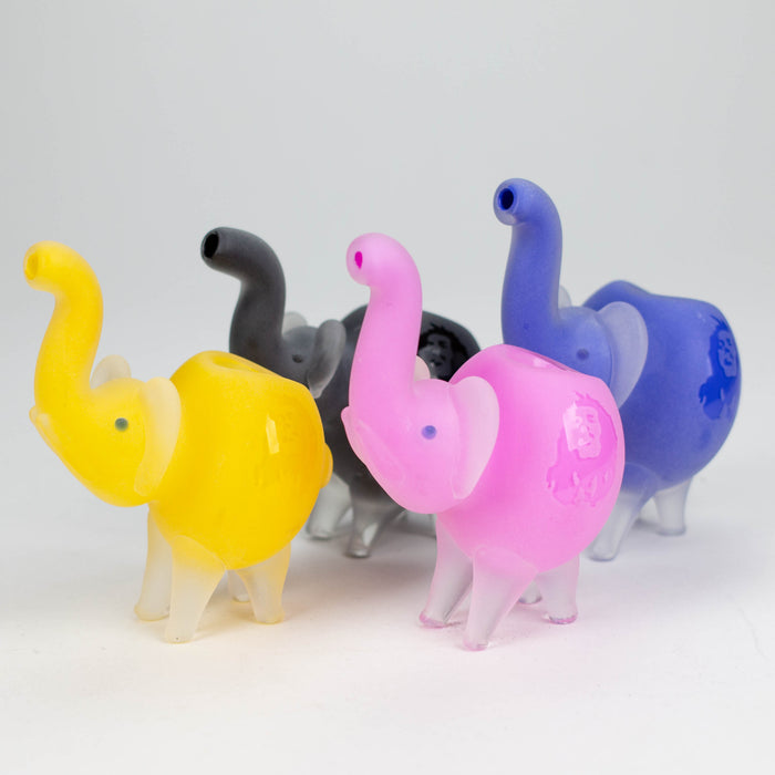 4.25" Elephant Frosted Glass Pipe - Assorted Colors [PIP187]