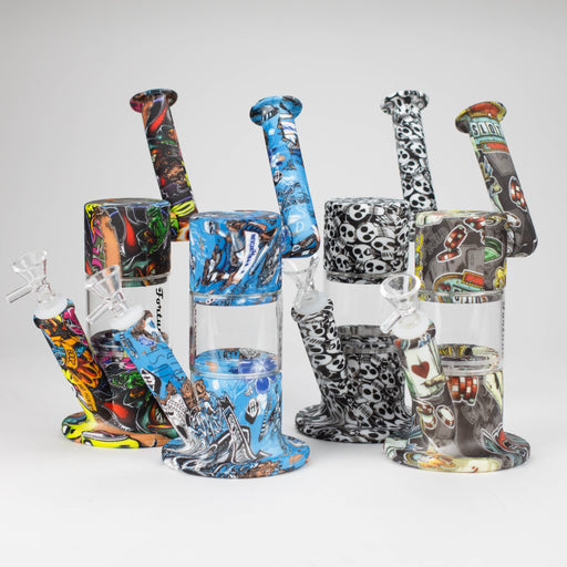 Fortune | 7-½" Hydrographic Silicone Detachable Bong-Assorted Bongs Super Supplys Inc