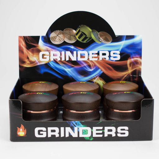 Fortune | Dia 66mmX63mm Four Parts Bamboo & Zinc Box of 6 Herb Grinder Super Supplys Inc