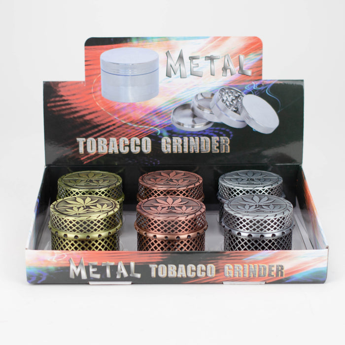 Leaf Design 4 parts Herb Grinder Box of 6 Display Pack Super Supplys Inc