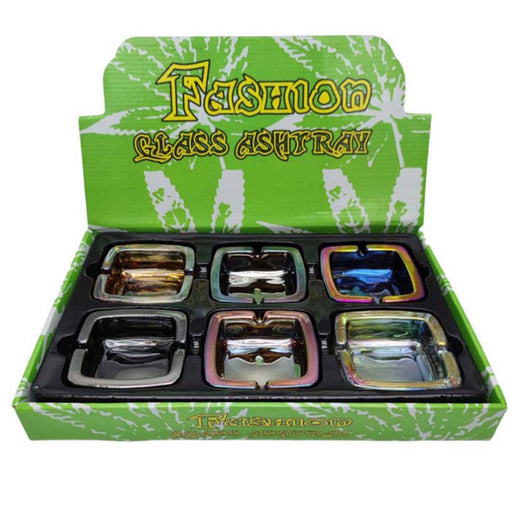 Square Electroplate Glass Ashtray Ashtray Super Supplys Inc