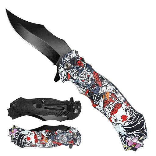 Falcon 7 3/4" Dragon Handle Spring Assisted Pocket Knife_0