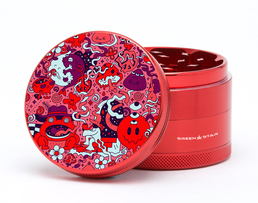 Green Star | 2.5" (63mm) Grinder - Trippy Drippy Design Regular Grinder Green Star Herb Grinders Red