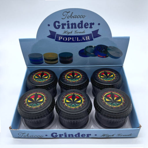 66mm 4 Parts Metal Ginder Box of 6 Herb Grinder NIBO Distribution Leaf Black