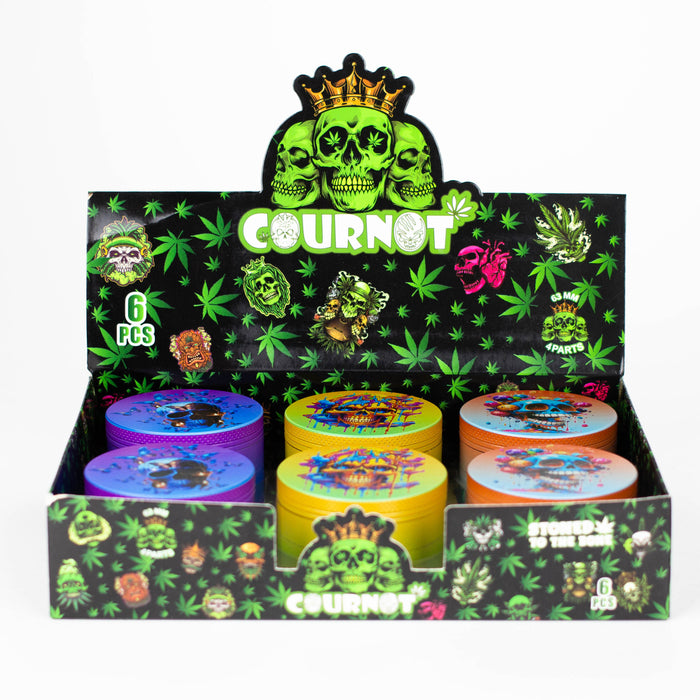 Z2.5" Metal Grinder 4 Layers with Butterfly Sugar Skull Design Box of 6 [PH6918] Display Pack 777 Smoke