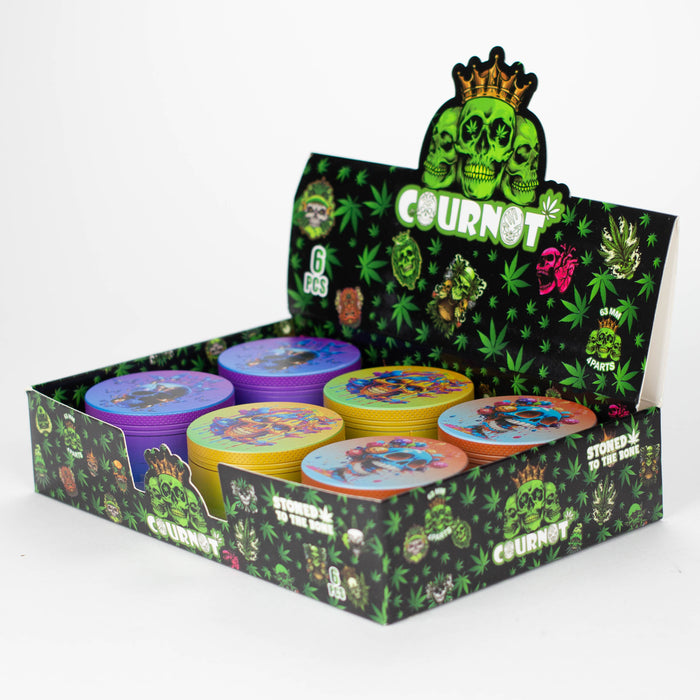 Z2.5" Metal Grinder 4 Layers with Butterfly Sugar Skull Design Box of 6 [PH6918] Display Pack 777 Smoke