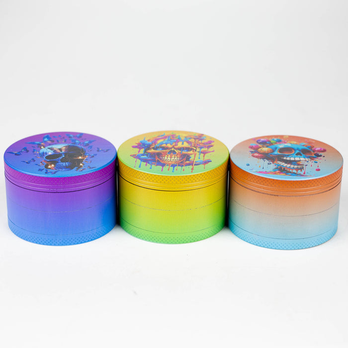 Z2.5" Metal Grinder 4 Layers with Butterfly Sugar Skull Design Box of 6 [PH6918] Display Pack 777 Smoke