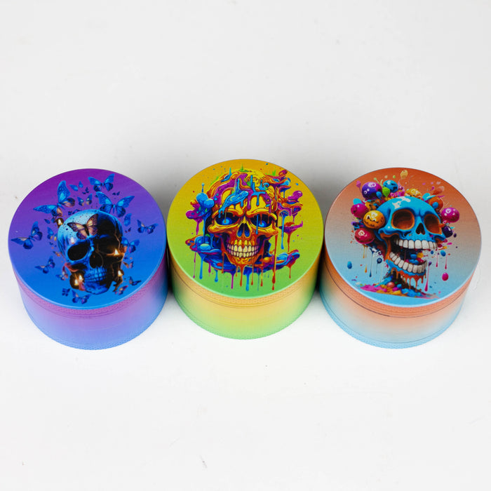 Z2.5" Metal Grinder 4 Layers with Butterfly Sugar Skull Design Box of 6 [PH6918] Display Pack 777 Smoke