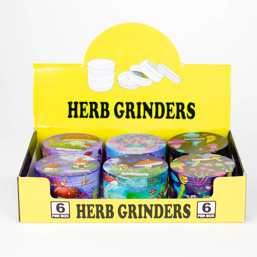 2.5" Metal Grinder 4 Layers with Fairytale Design Box of 6 [GZ401] Herb Grinder 777 Smoke