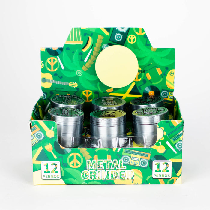 1.5" Metal Grinder 4 Layers Box of 12 [GZ421] Display Pack 777 Smoke