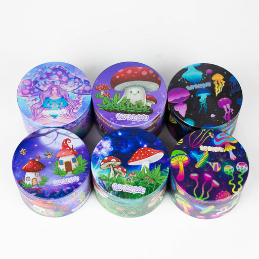 2.5" Metal Grinder 4 Layers with Fairytale Design Box of 6 [GZ401] Herb Grinder 777 Smoke