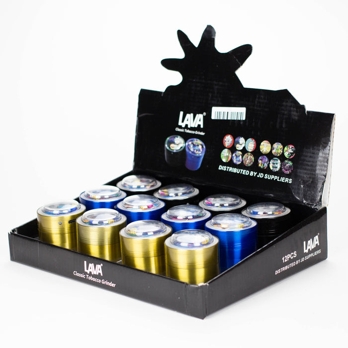 2" Metal Grinder 4 Layers with Dice and Light RM Design Box of 12 Display Pack 777 Smoke