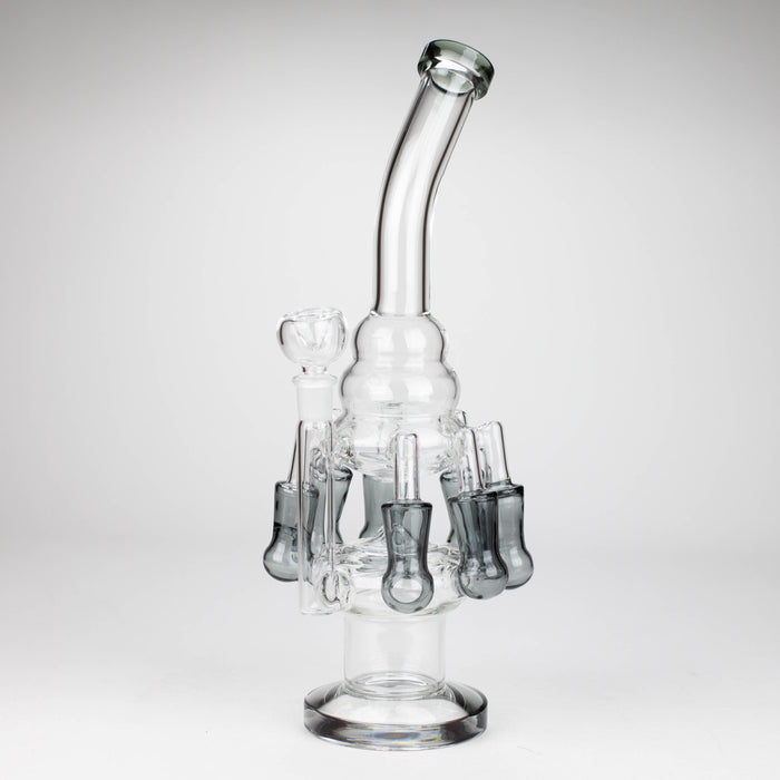 13" Multi chamber glass bong with inline difuser Bongs Bongzie Smokes Grey
