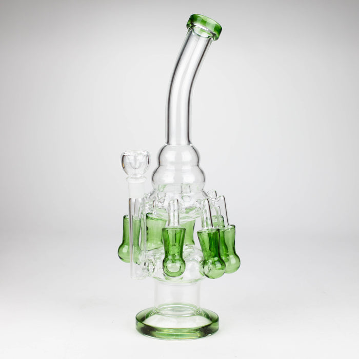 13" Multi chamber glass bong with inline difuser Bongs Bongzie Smokes Green