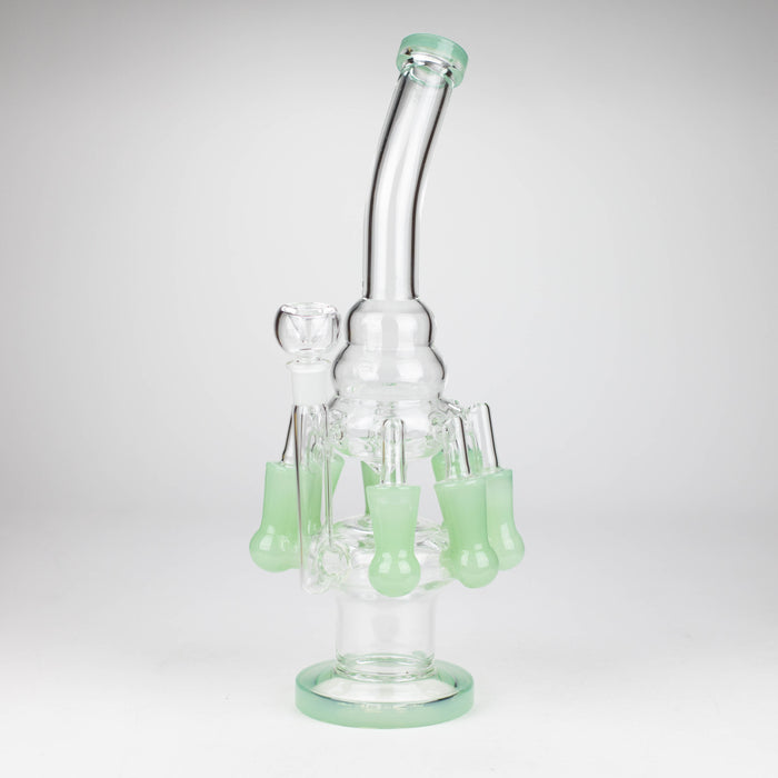 13" Multi chamber glass bong with inline difuser Bongs Bongzie Smokes Light Green