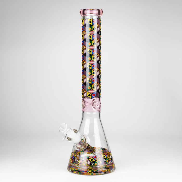 Z17" Color accented 7 mm glass water bong With Poker Design Glass Bong 777 Smoke Pink