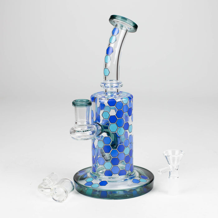 Z8" Color accented Rig With Banger and Bowl Glass Rig 777 Smoke