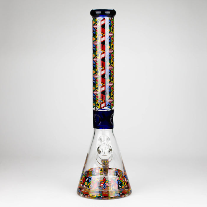 Z17" Color accented 7 mm glass water bong With Poker Design Glass Bong 777 Smoke