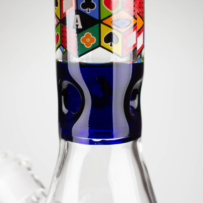 Z17" Color accented 7 mm glass water bong With Poker Design Glass Bong 777 Smoke