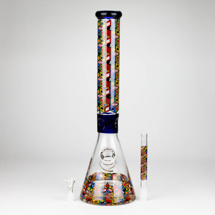 Z17" Color accented 7 mm glass water bong With Poker Design Glass Bong 777 Smoke