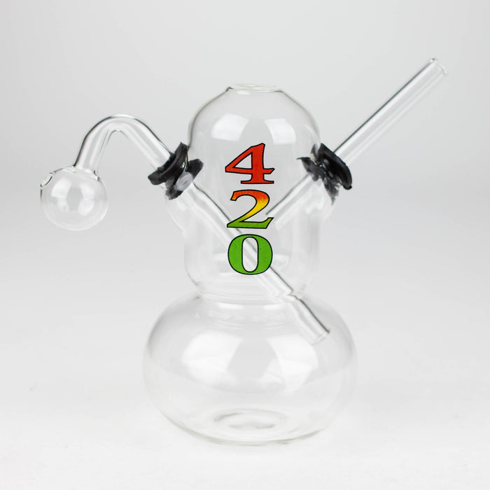 6" OIL RIG ROUND WITH STICKER Glass Rig Bongzie Smokes
