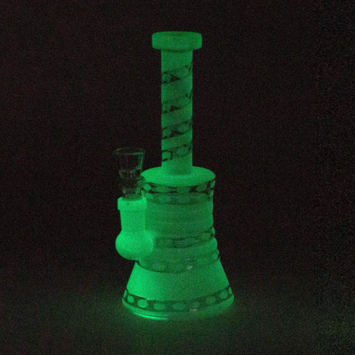 8" GLOW IN DARK GLASS BONG WITH DIFFUSER Other Shaped Bong Bongzie Smokes