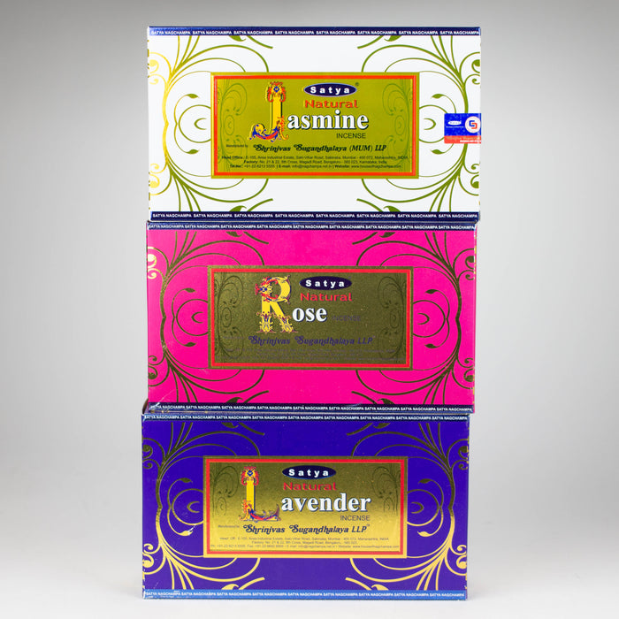 Satya | Nag Champa Natural 15g Box of 12 Incense Bongzie Smokes